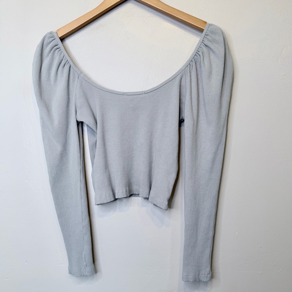 ZARA | Ribbed Puff Long Sleeve Shirt Crop Top - Picture 5 of 14